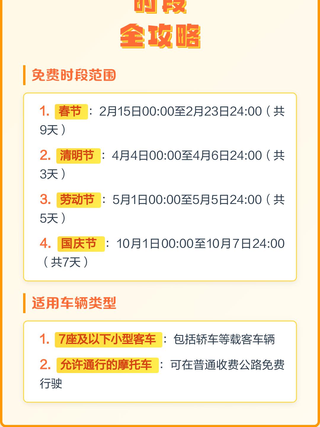 2024年春节高速免费时间-2024年春节高速免费时间表公布日期是多少-第2张图片